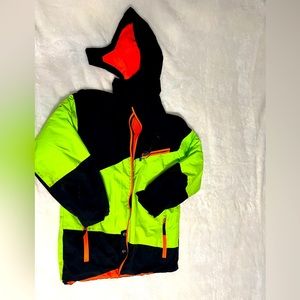 Spider black green full zip coat jacket boys size 16. Winter ski warm hooded.